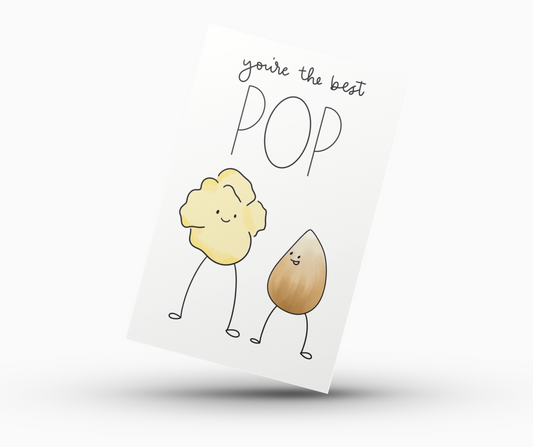 Father's Day Card Color-In Printable - Popcorn Theme 1