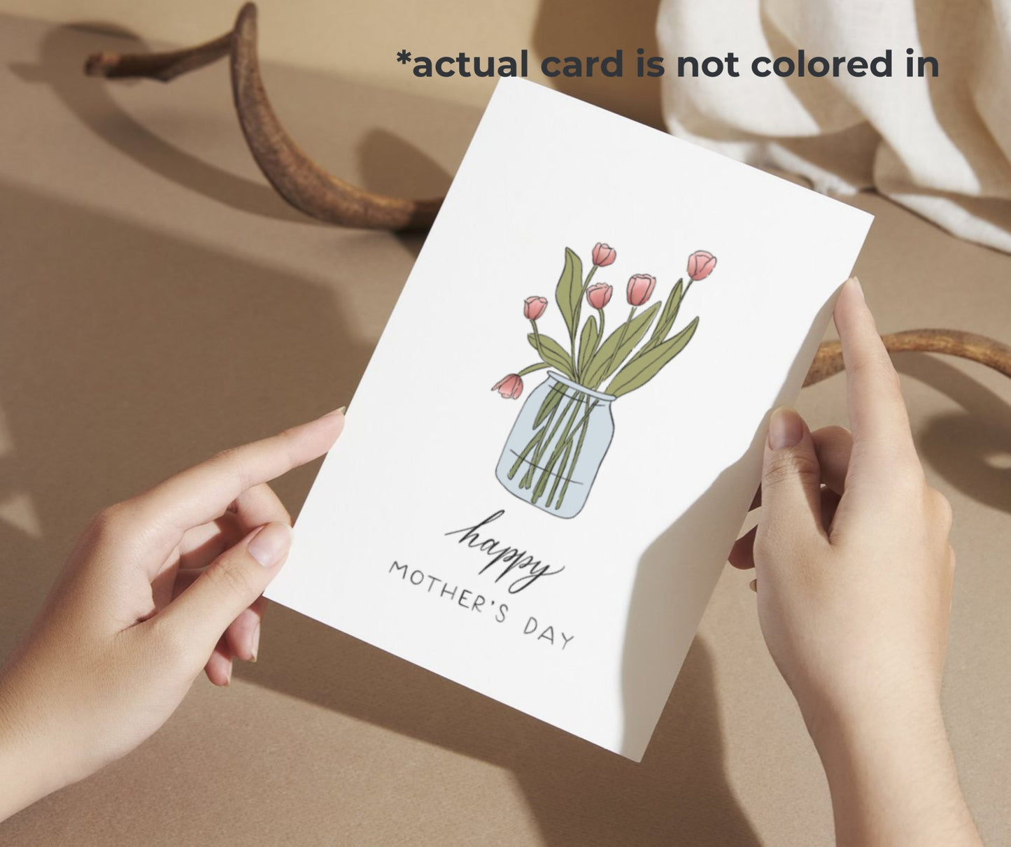 Bouquet Mother's Day Coloring Card - Plan with Inès