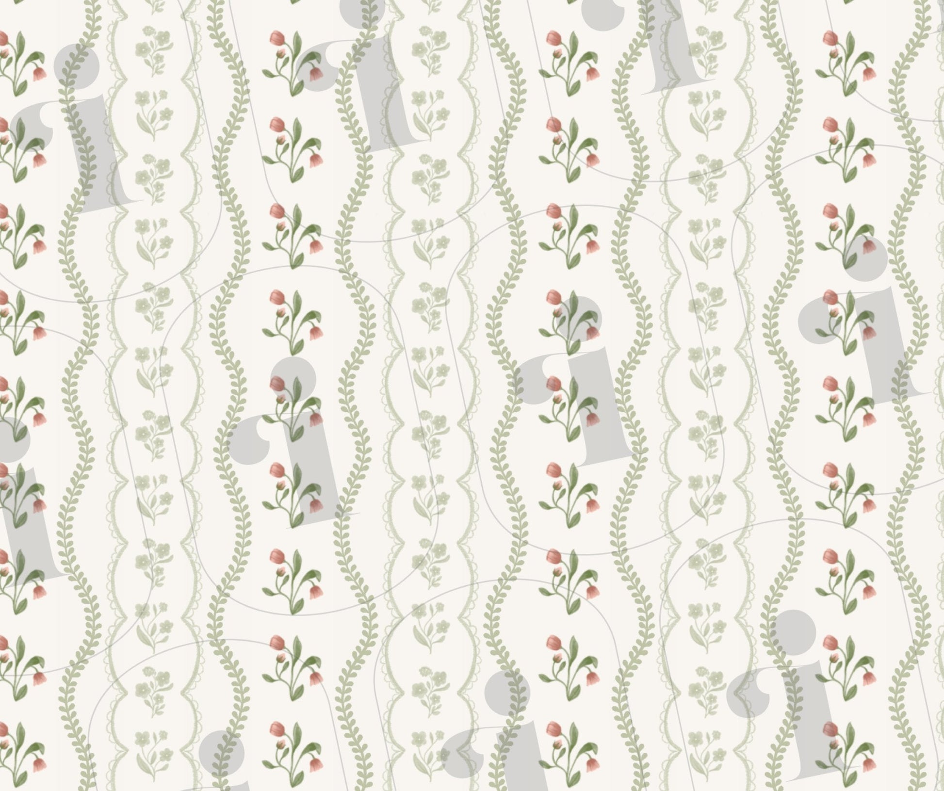 Eloise Vintage Computer Wallpaper Pattern - Plan with Inès