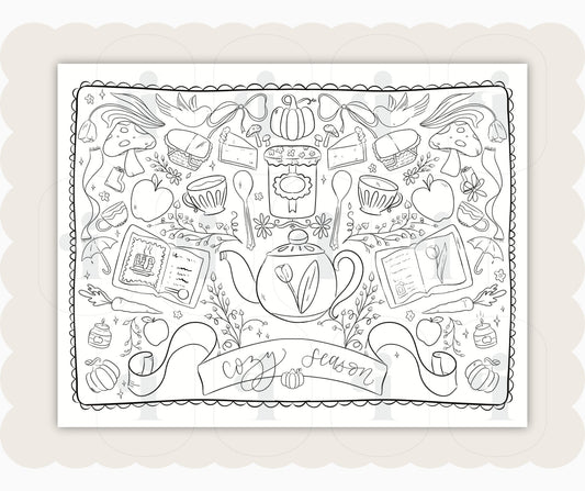 Fall Coloring Page - Fall Things - Plan with Inès