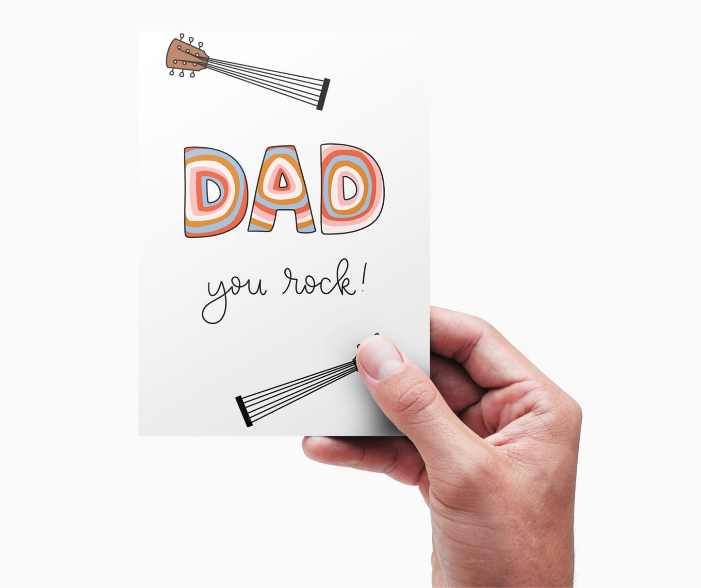 Father's Day Card Color - In Printable - Guitar - Plan with Inès