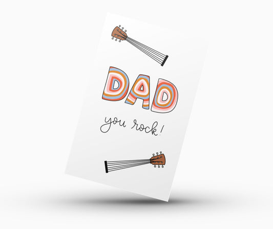 Father's Day Card Color - In Printable - Guitar - Plan with Inès
