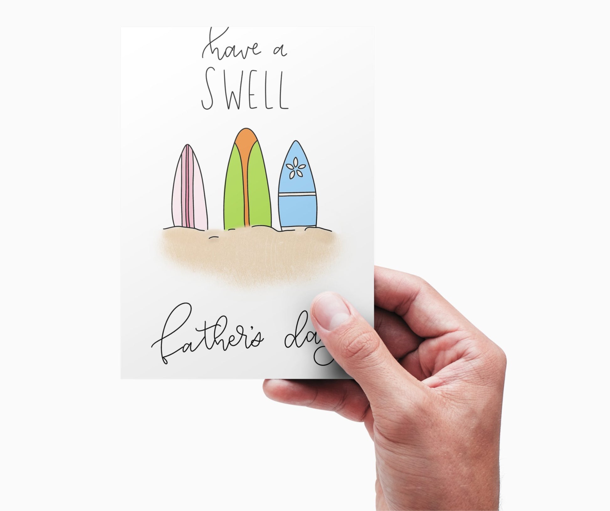 Father's Day Card Color - In Printable - Surfing - Plan with Inès