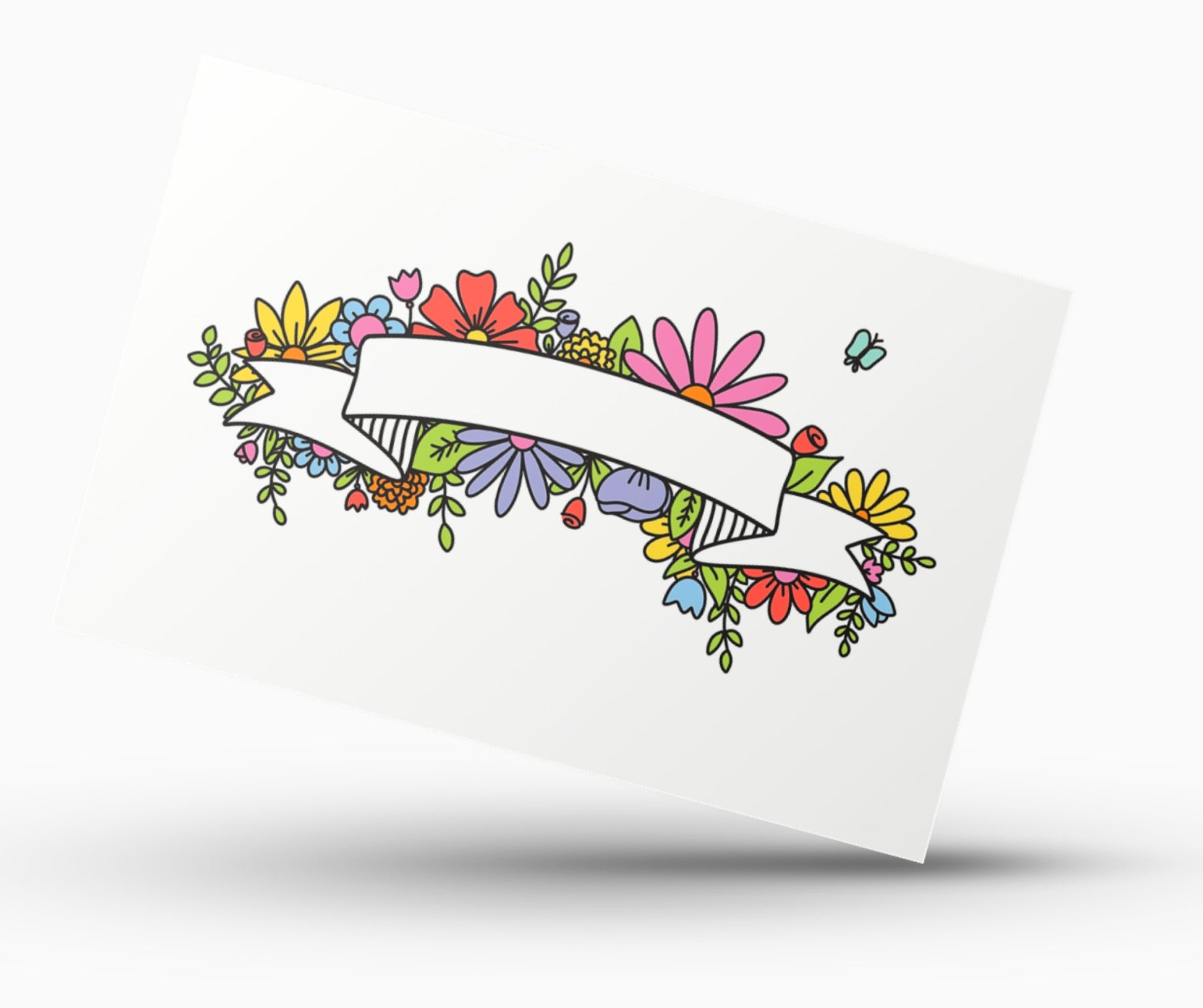 Floral Greeting Coloring Card - Plan with Inès