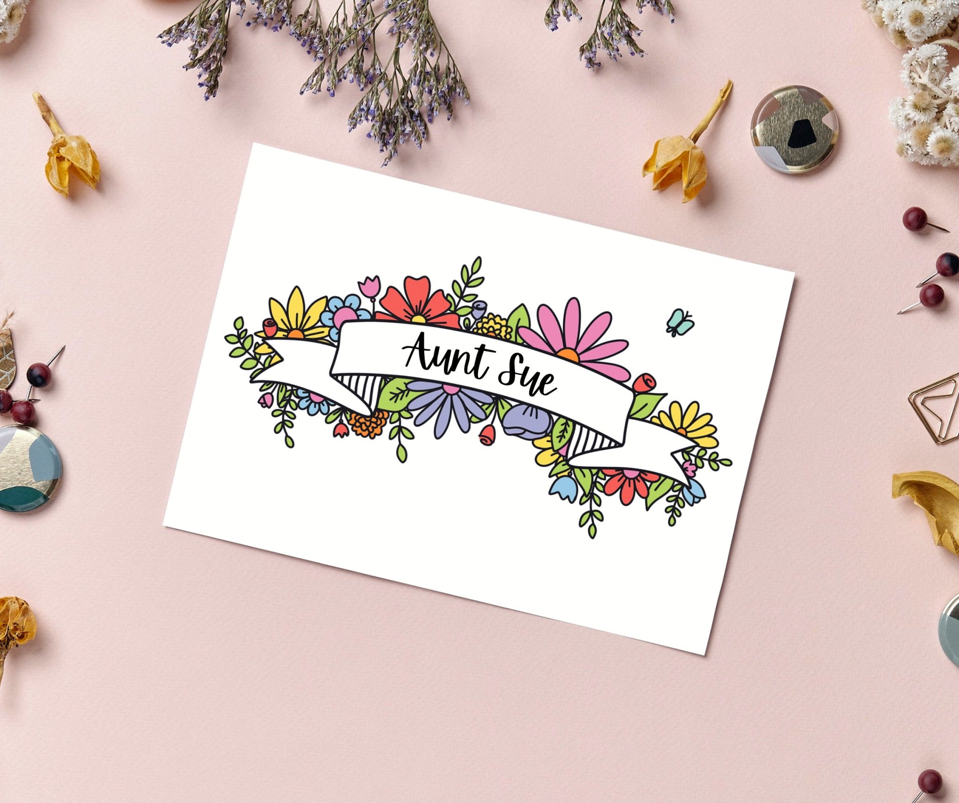 Floral Greeting Coloring Card - Plan with Inès