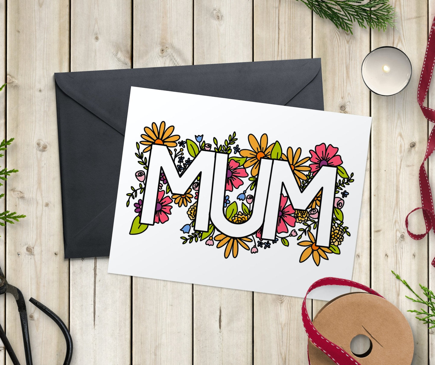 Floral Mother's Day Coloring Card - Mum - Plan with Inès