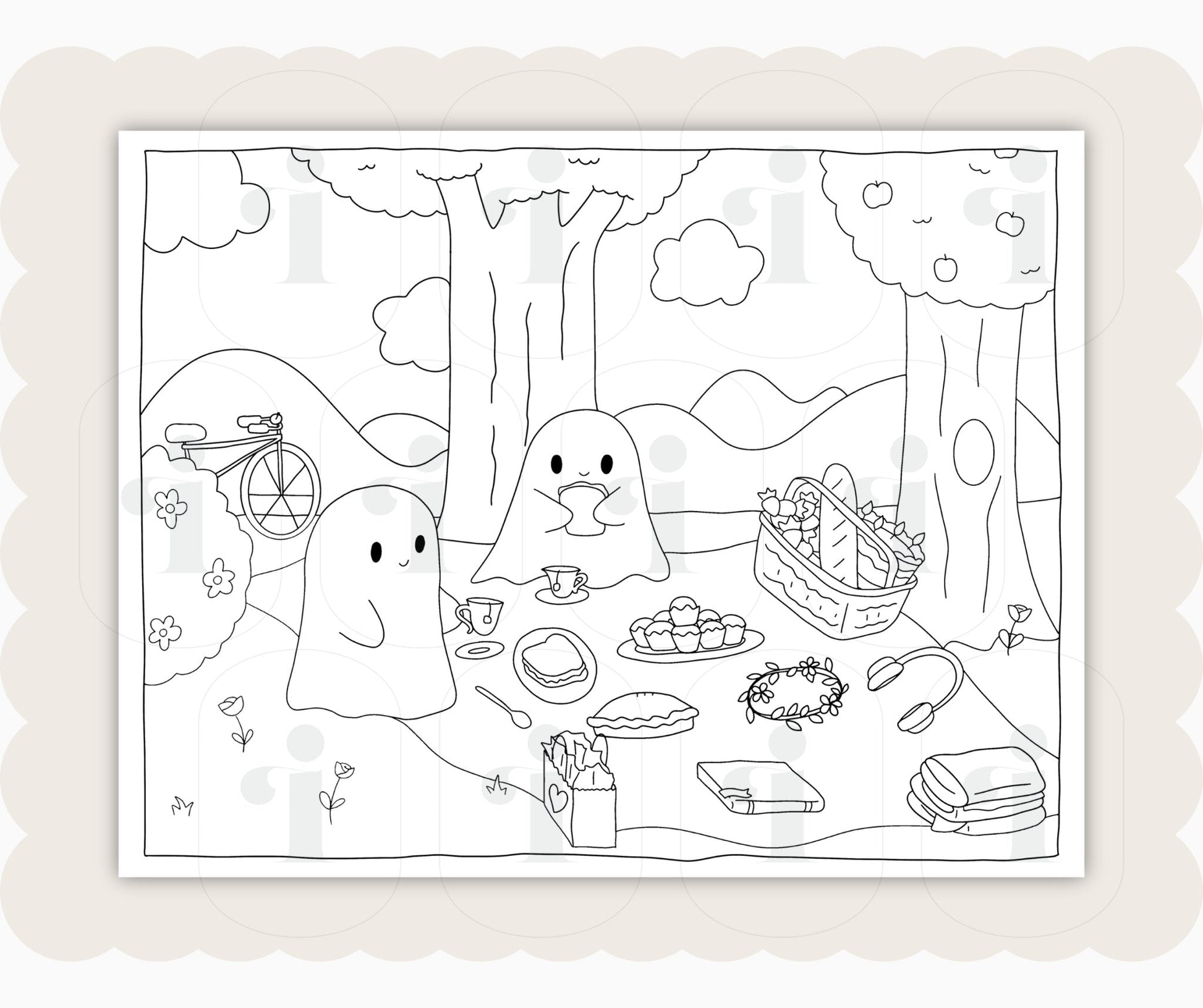 Halloween Coloring Page - Picnic - Plan with Inès