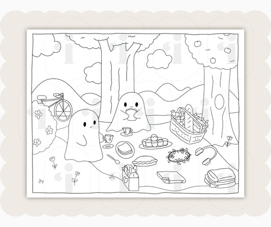 Halloween Coloring Page - Picnic - Plan with Inès