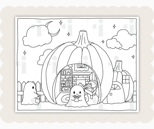Halloween Coloring Page - Trick or Treat - Plan with Inès