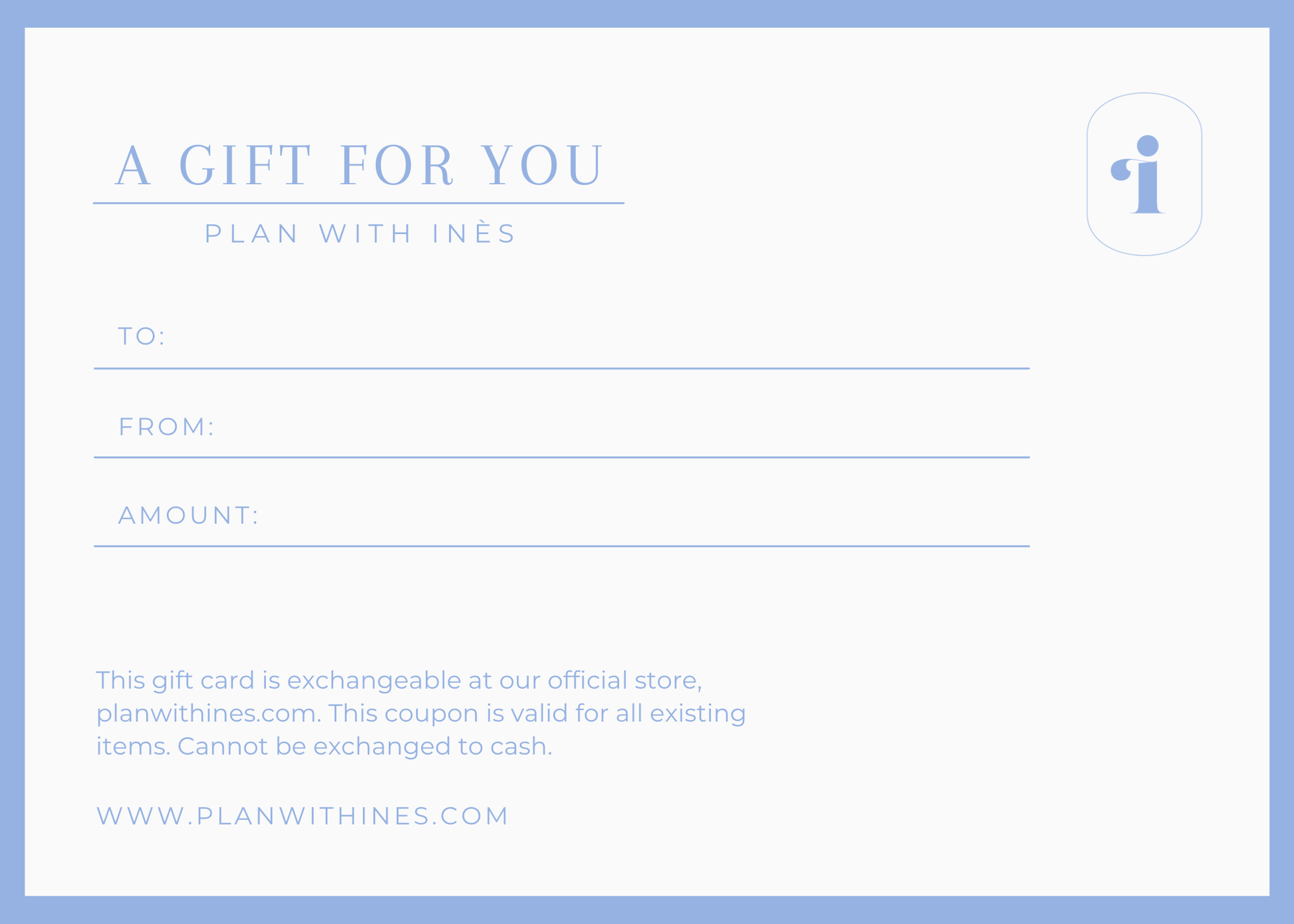 Plan with Inès Digital Gift Card - Plan with Inès