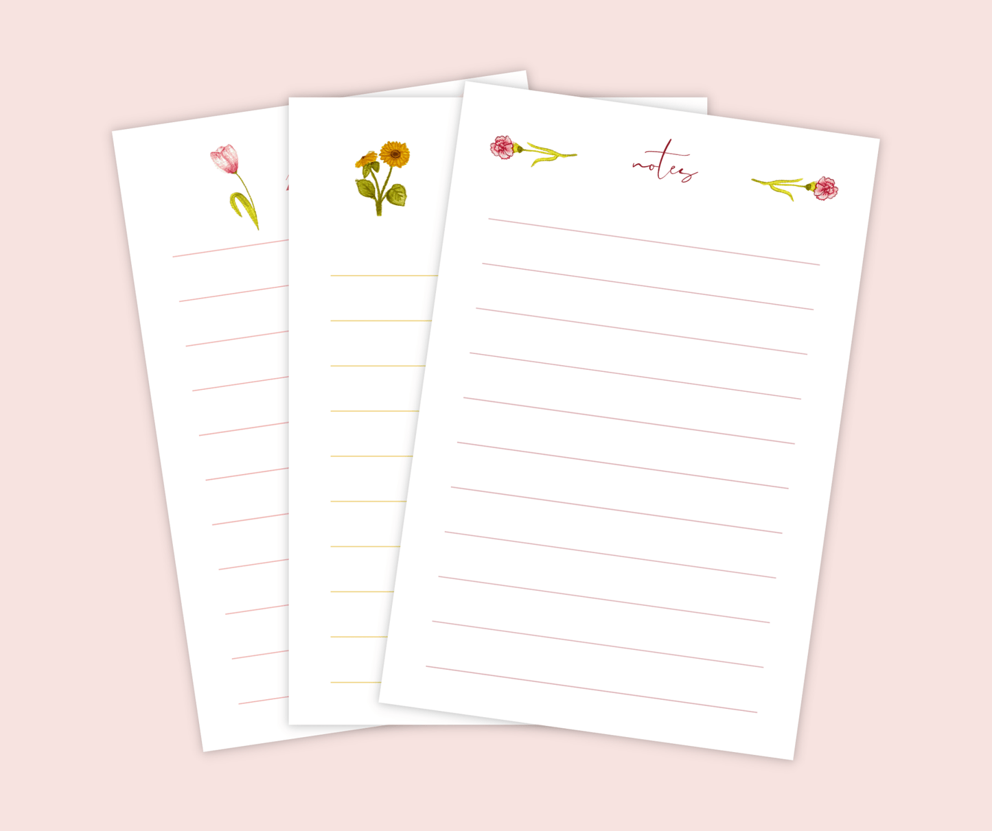 Tulip Floral Watercolor Note Pad - Plan with Inès