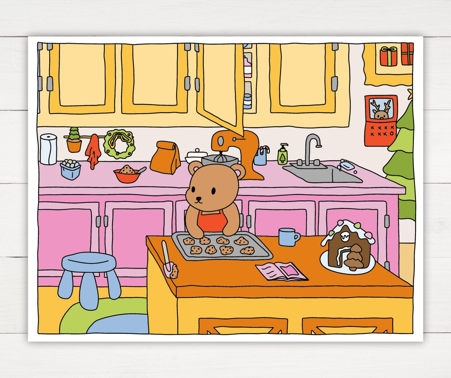 Winter Coloring Page - Baking - Plan with Inès
