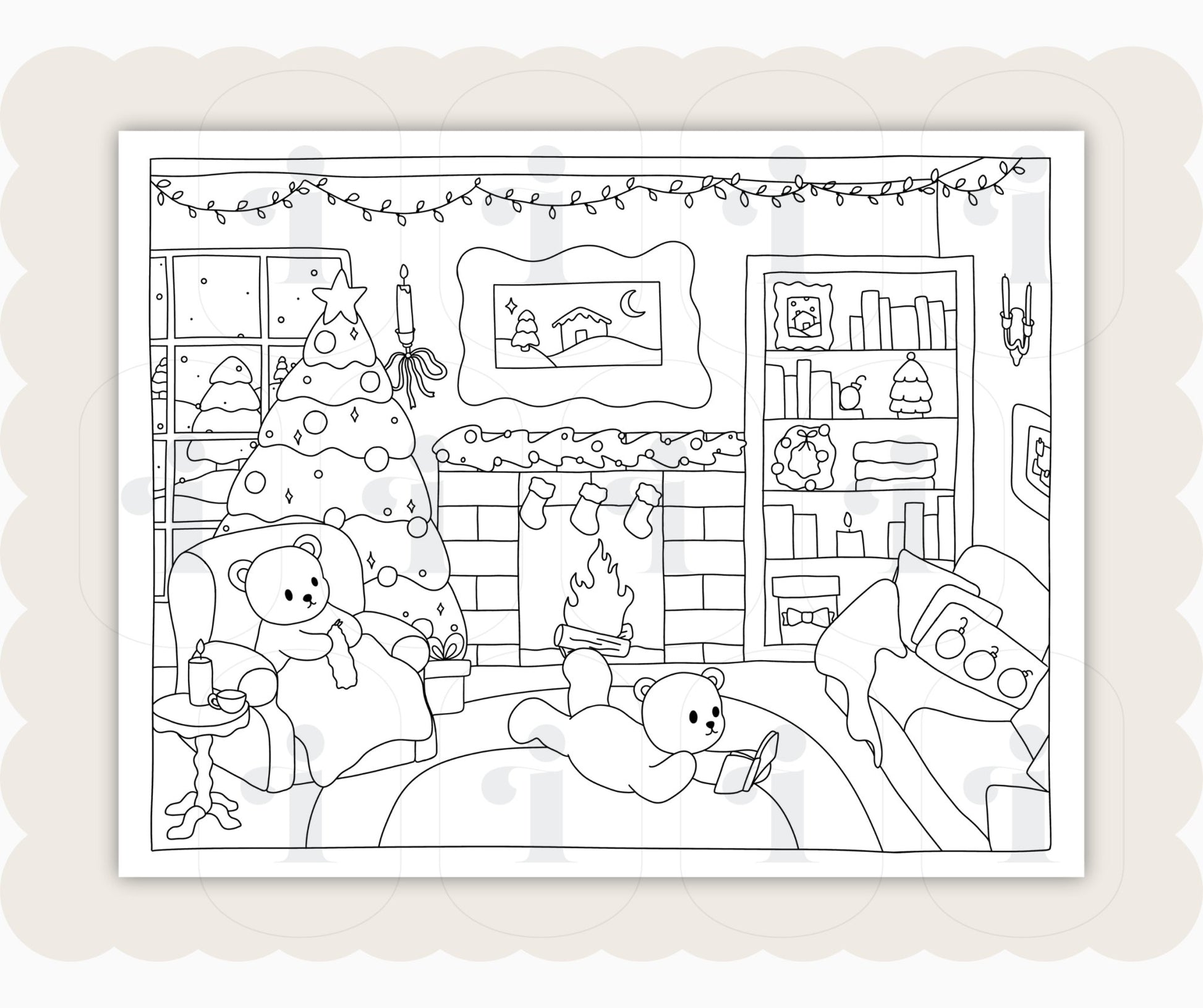 Winter Coloring Page - Cozy - Plan with Inès