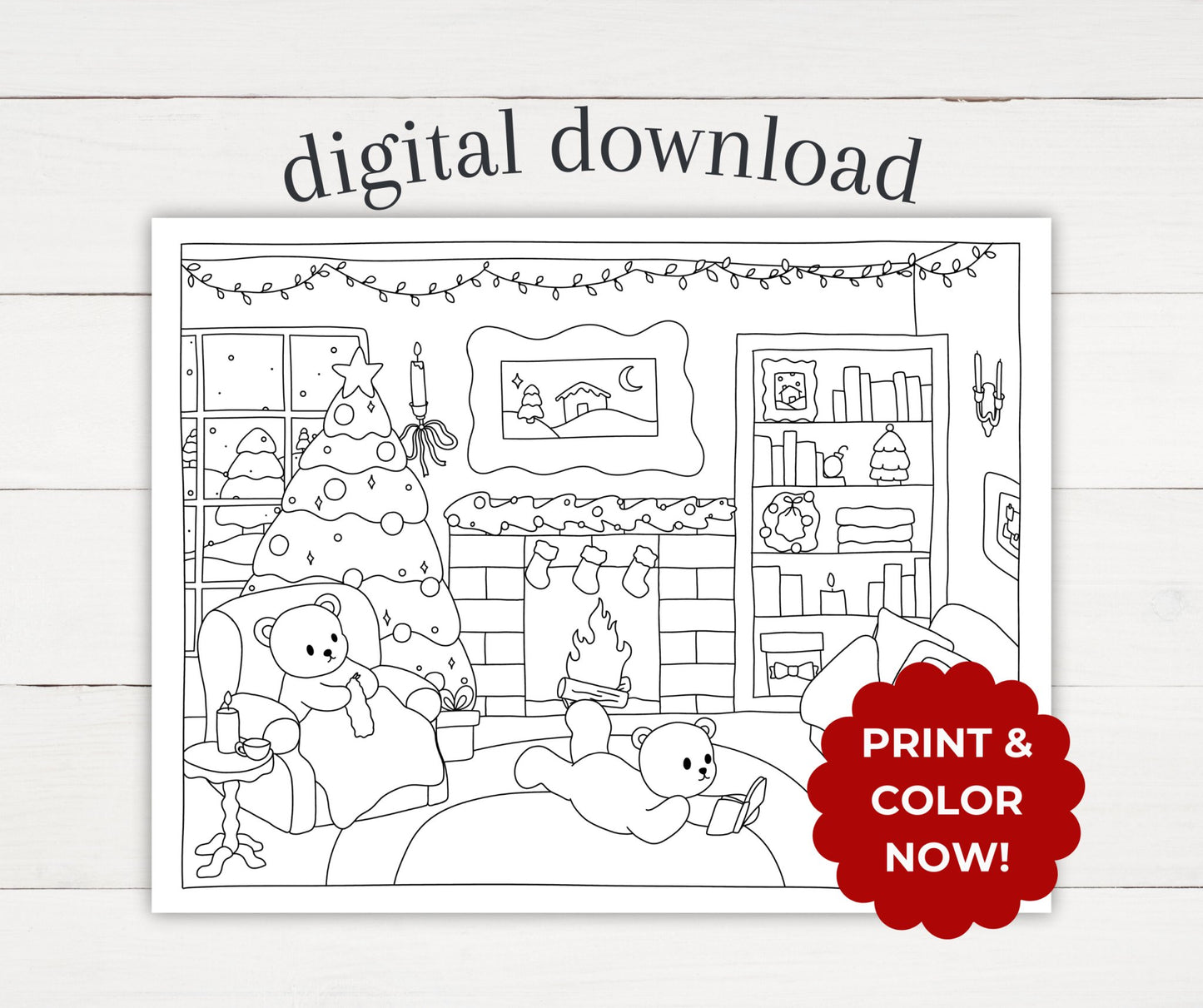 Winter Coloring Page - Cozy - Plan with Inès
