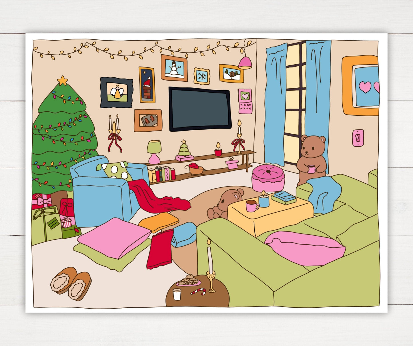 Winter Coloring Page - Movie Night - Plan with Inès