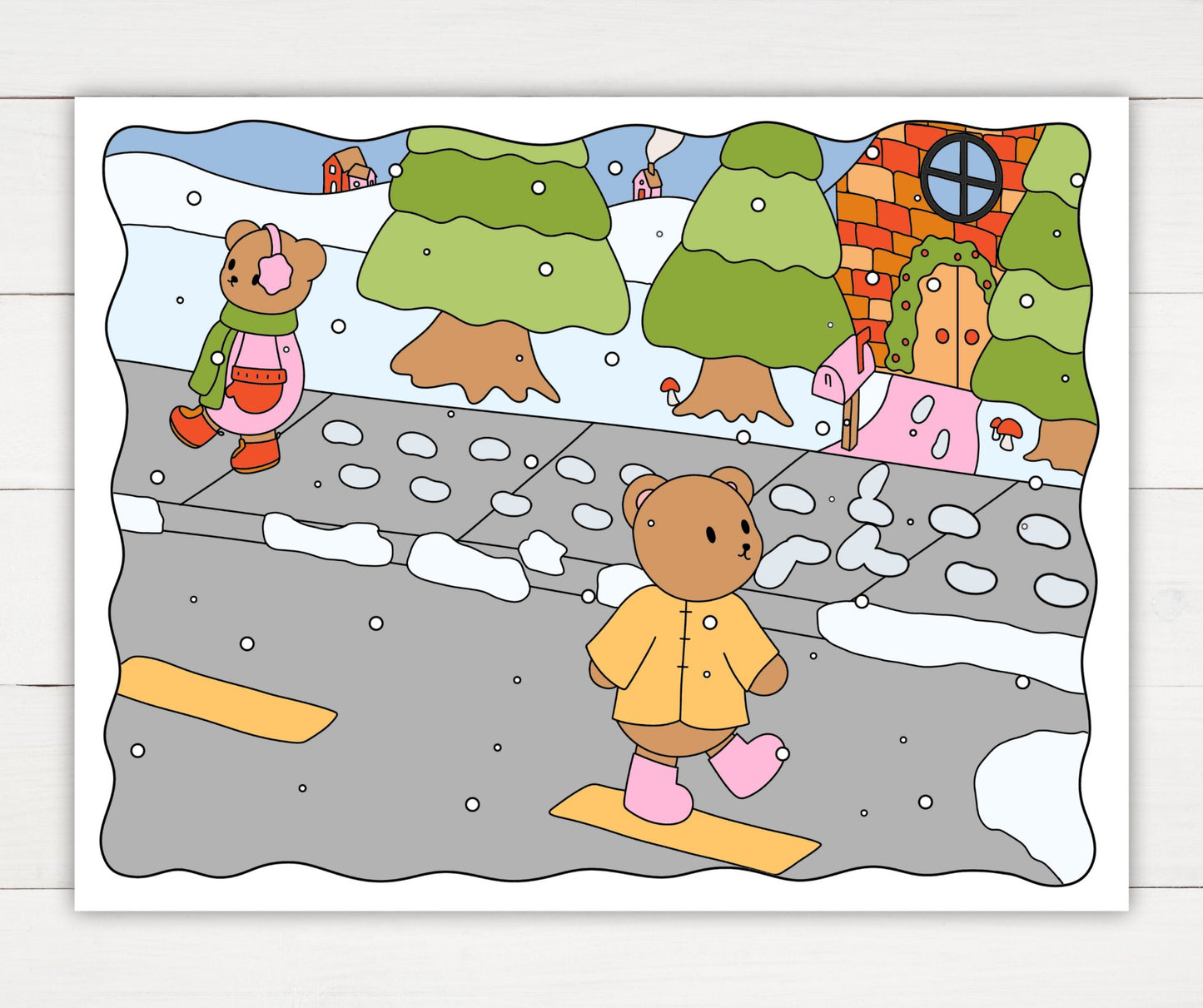 Winter Coloring Page - Snowy Walk - Plan with Inès