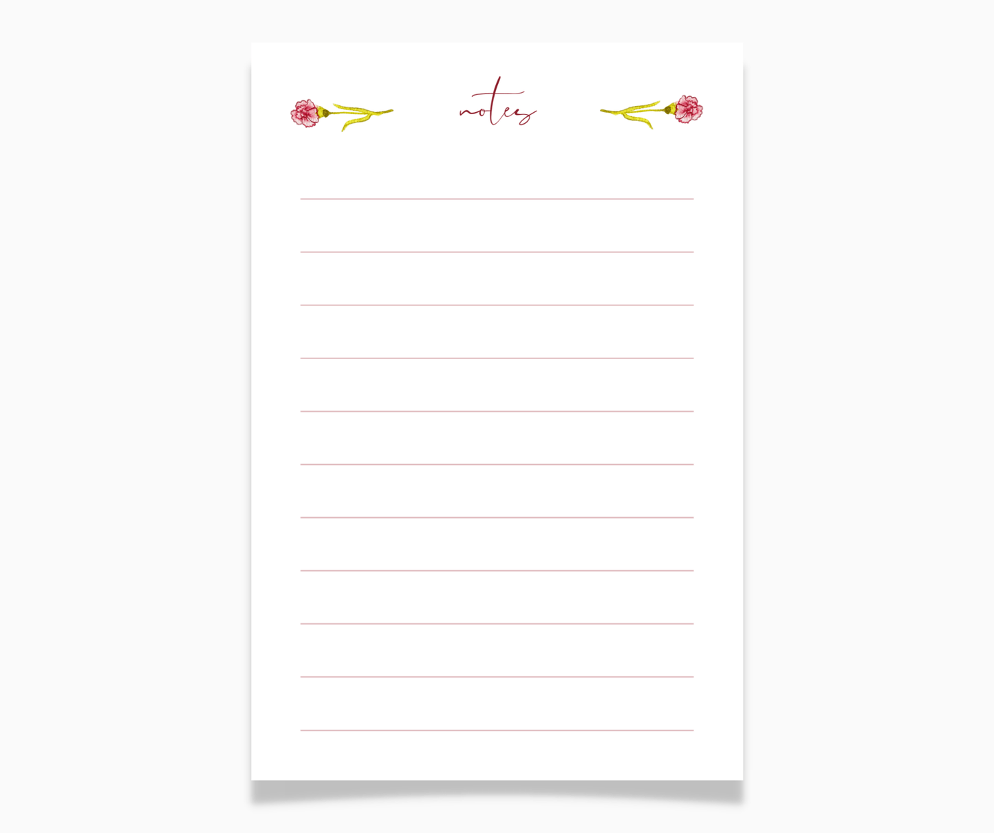 Carnation Floral Watercolor Note Pad - Plan with Inès