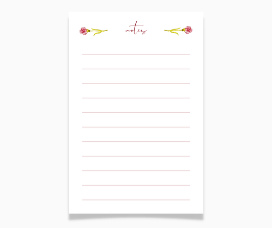 Carnation Floral Watercolor Note Pad - Plan with Inès