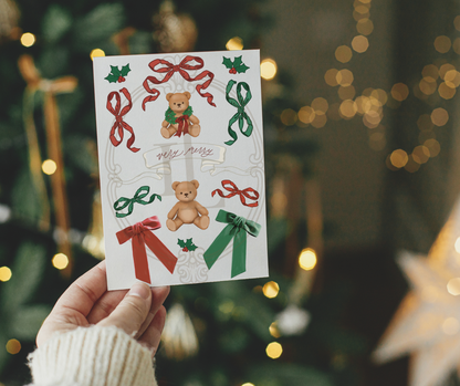 Christmas Teddy Bear Sticker Sheet