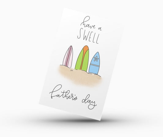 Father's Day Card Color-In Printable - Surfing