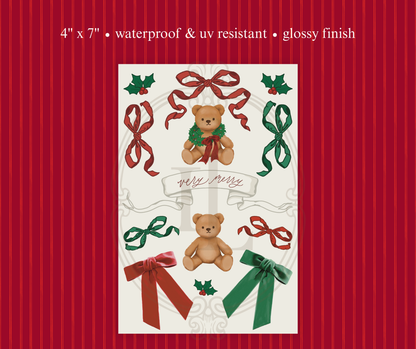 Christmas Teddy Bear Sticker Sheet