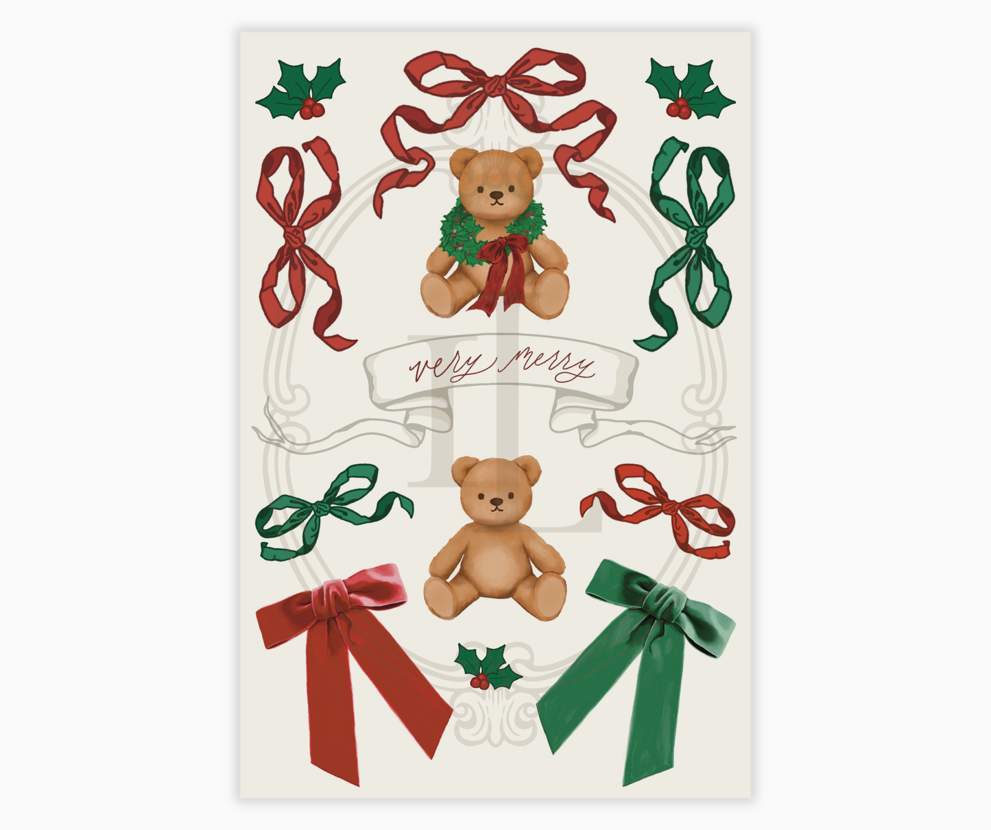 Christmas Teddy Bear Sticker Sheet