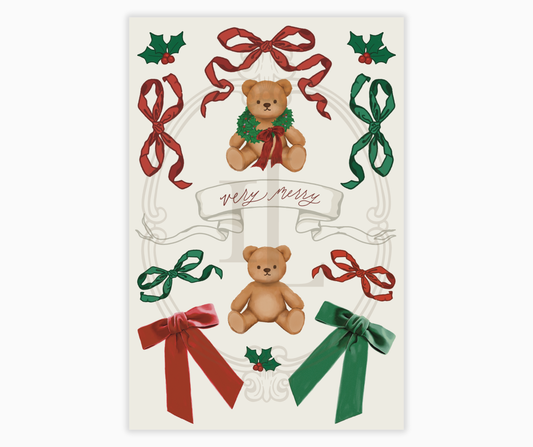 Christmas Teddy Bear Sticker Sheet