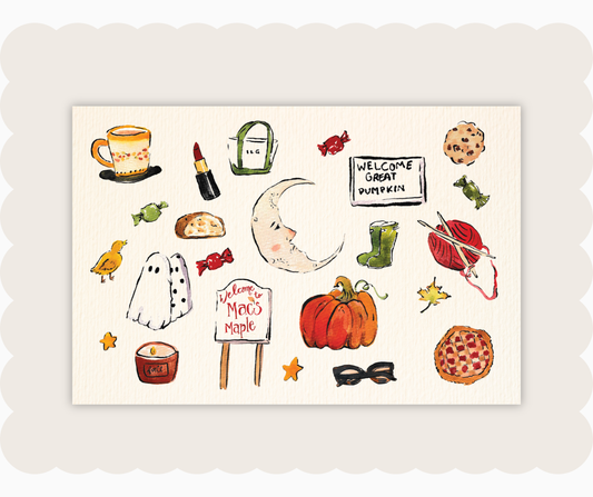 Fall Hand-Painted Postcard (Print)