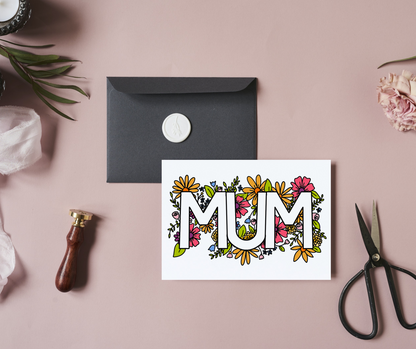 Floral Mother's Day Coloring Card - Mum