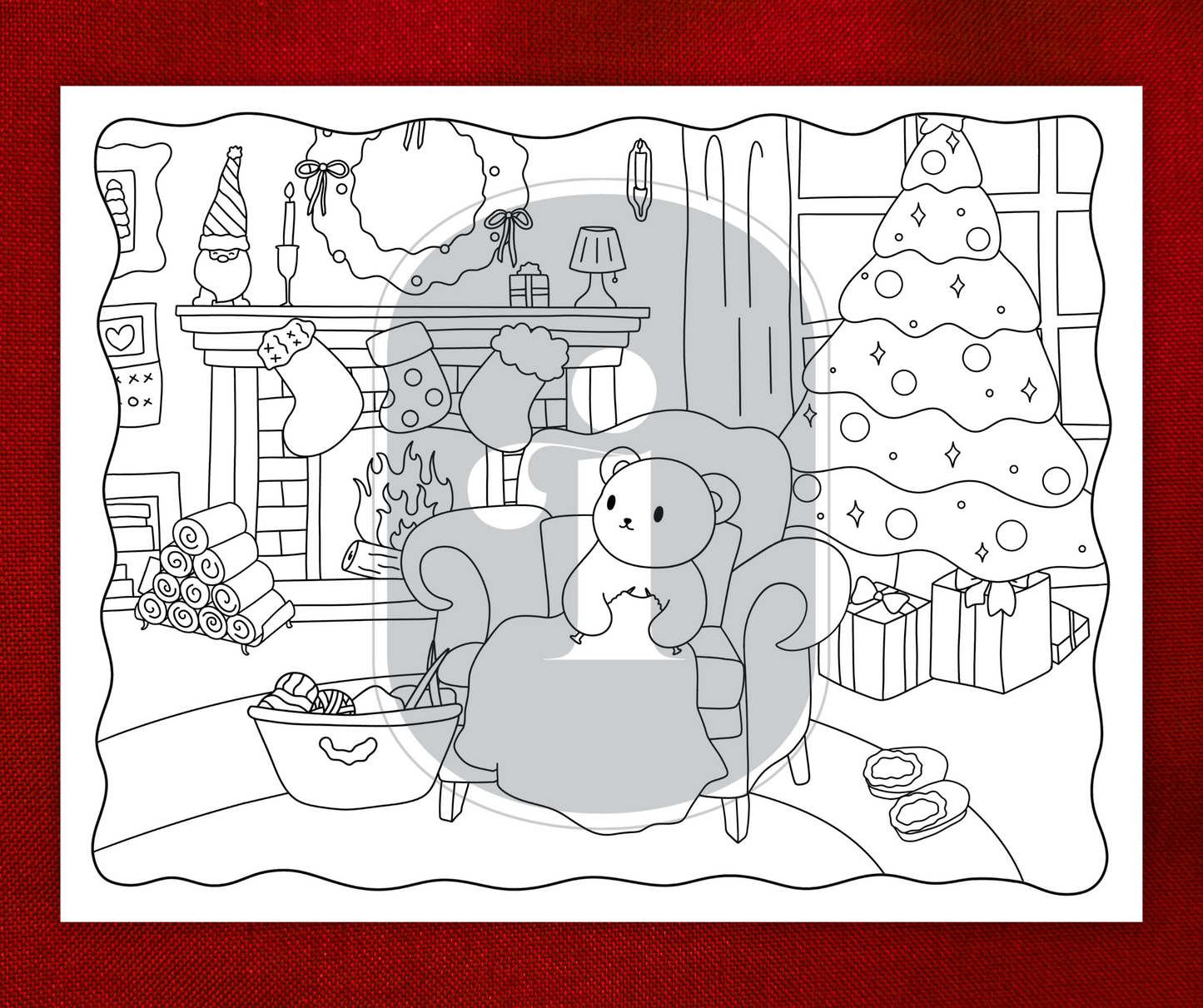 Winter Coloring Page - Knitting