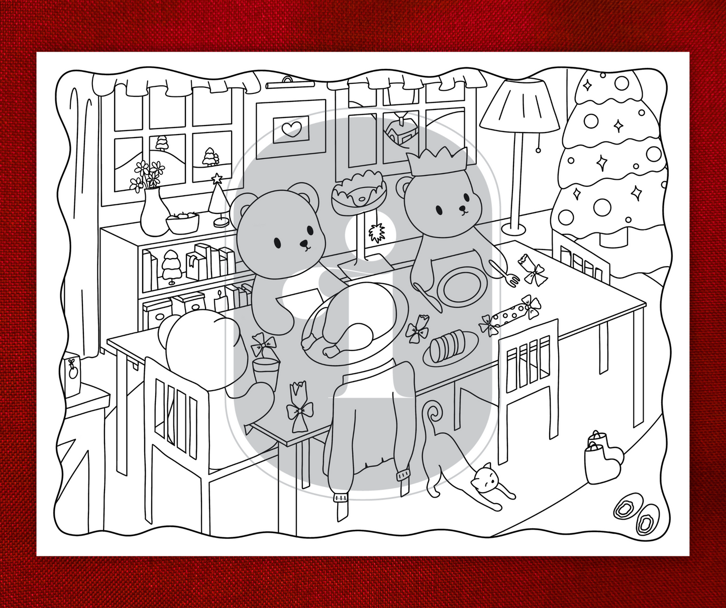 Winter Coloring Page - Christmas Dinner