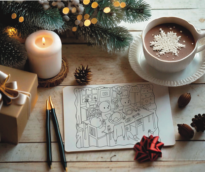 Winter Coloring Page - Christmas Dinner