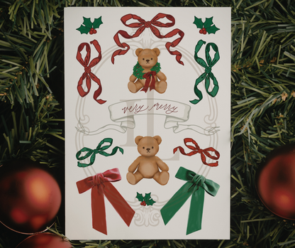 Christmas Teddy Bear Sticker Sheet