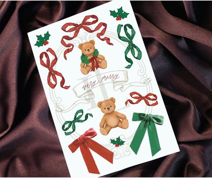 Christmas Teddy Bear Sticker Sheet
