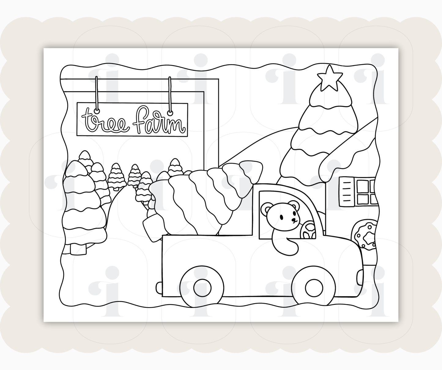 Winter Coloring Page - Tree Farm