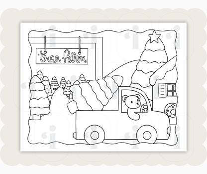 Winter Coloring Page - Tree Farm