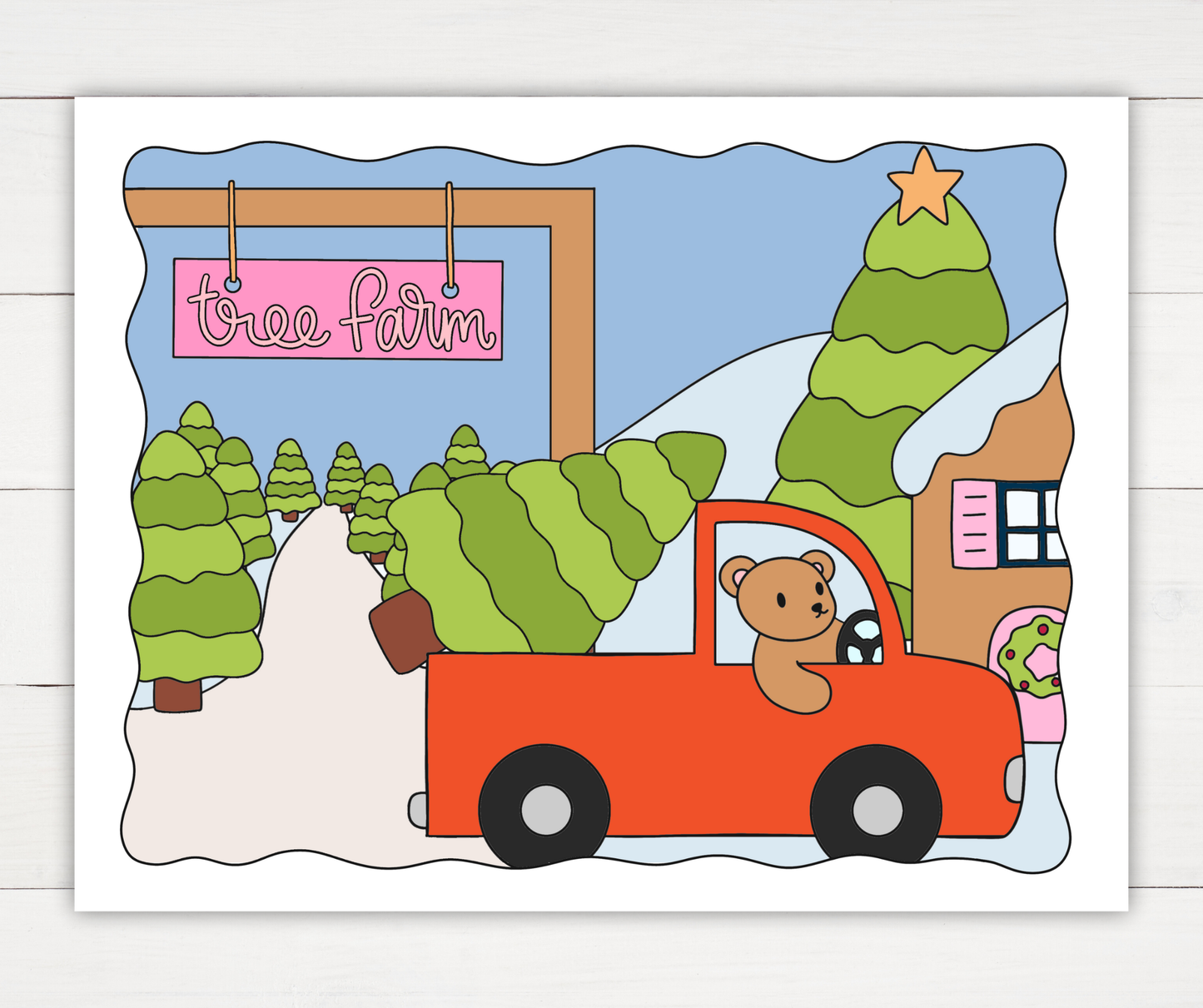 Winter Coloring Page - Tree Farm