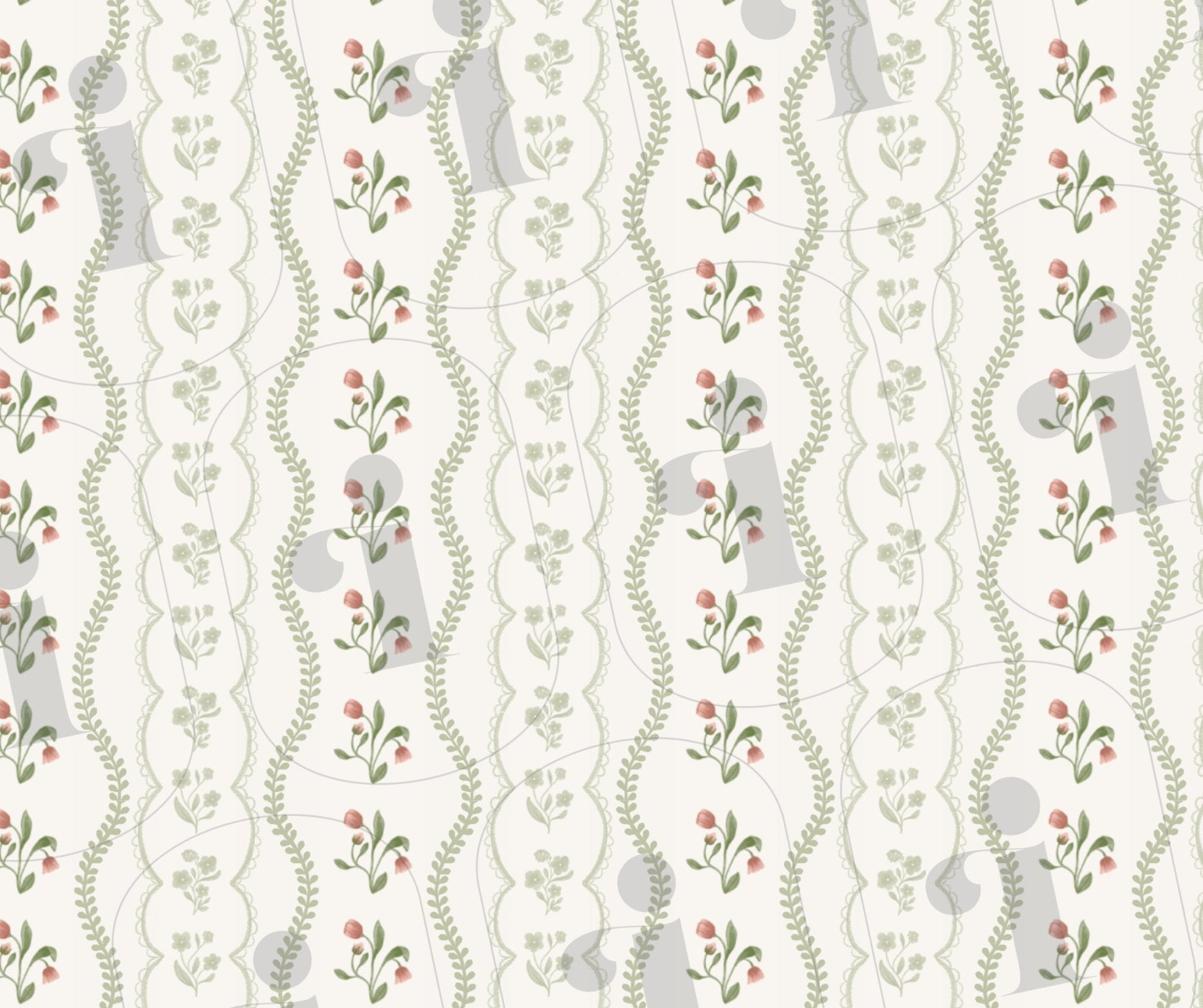 Eloise Vintage Phone Wallpaper Pattern - Plan with Inès