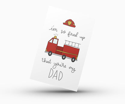 Father's Day Card Color - In Printable - Fire Truck - Plan with Inès