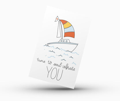 Father's Day Card Color - In Printable - Sailboat - Plan with Inès