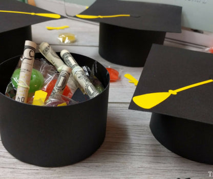 Graduation Cap Card Gift Box - DIY Instructions and Printout - Plan with Inès