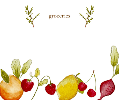Grocery List Watercolor Note Pad - Plan with Inès
