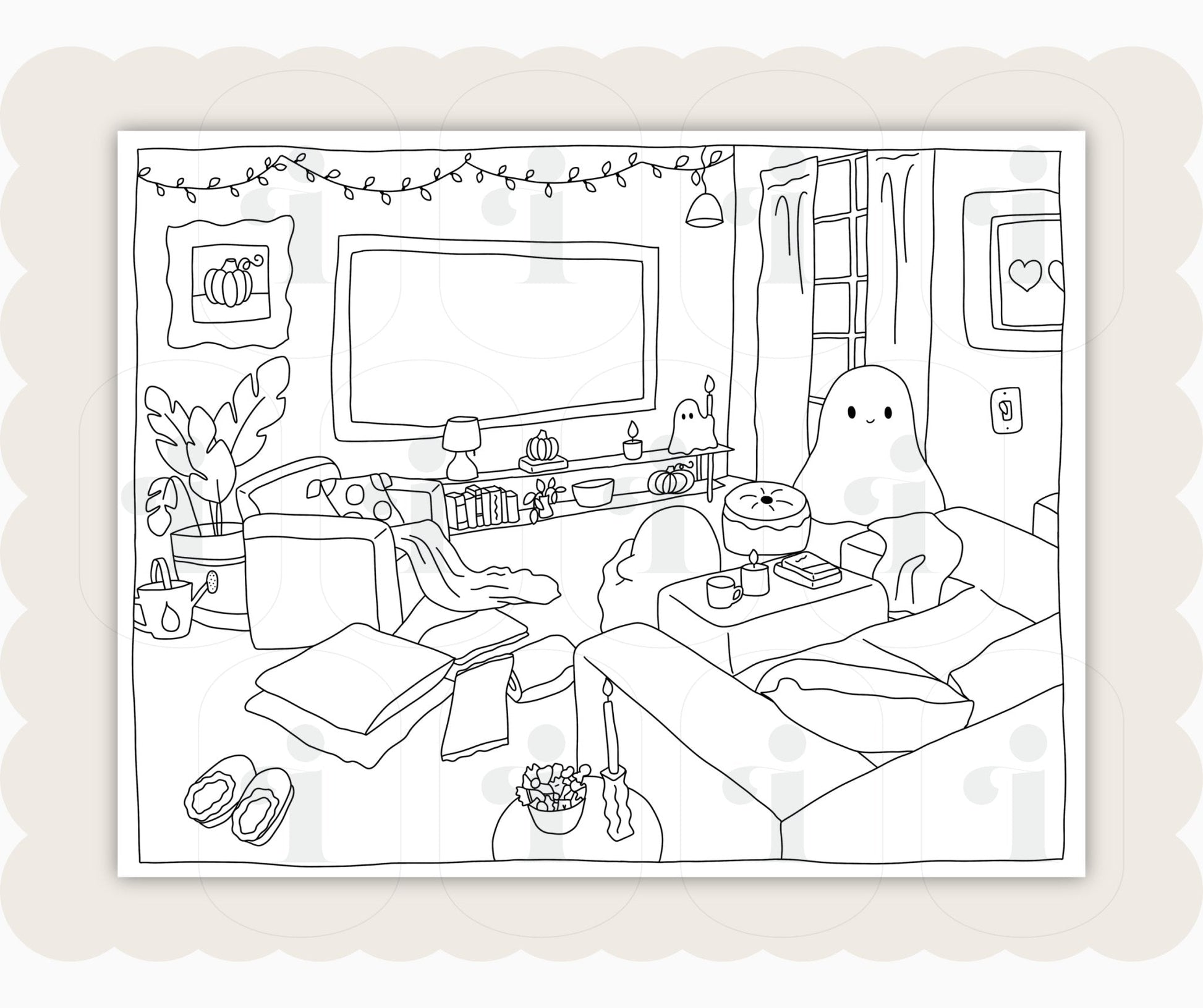 Halloween Coloring Page - Movie Night - Plan with Inès