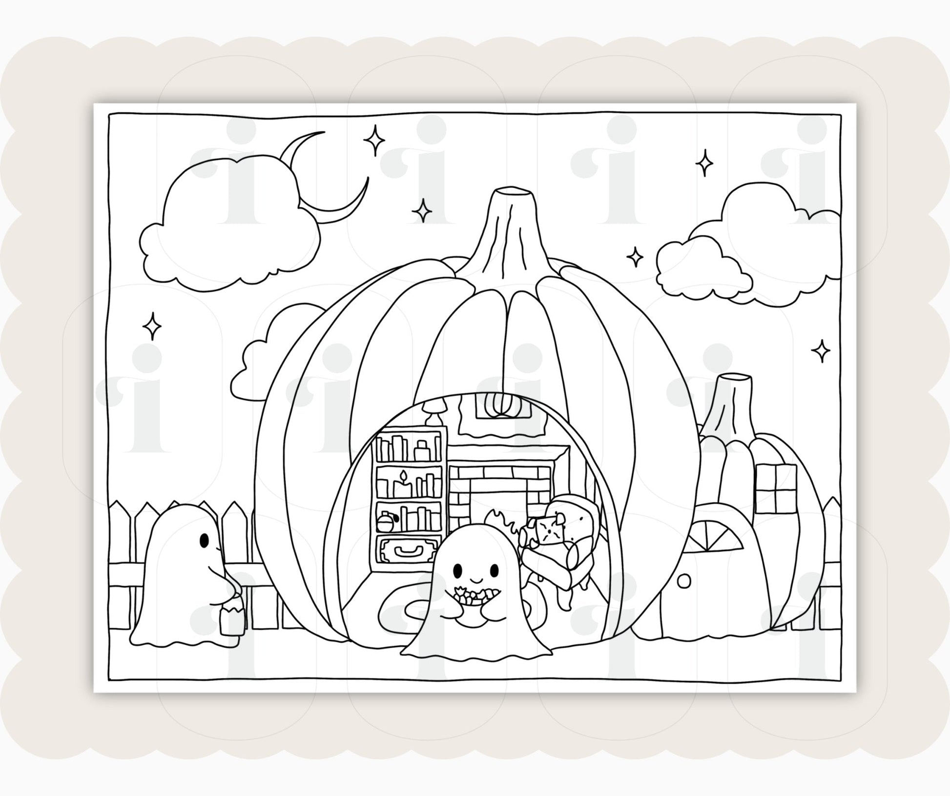 Halloween Coloring Page - Trick or Treat - Plan with Inès