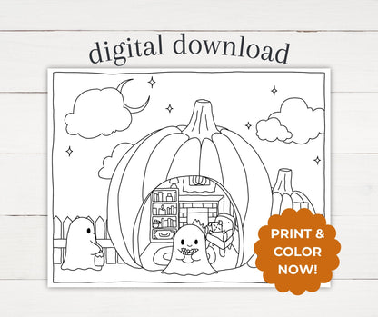 Halloween Coloring Page - Trick or Treat - Plan with Inès