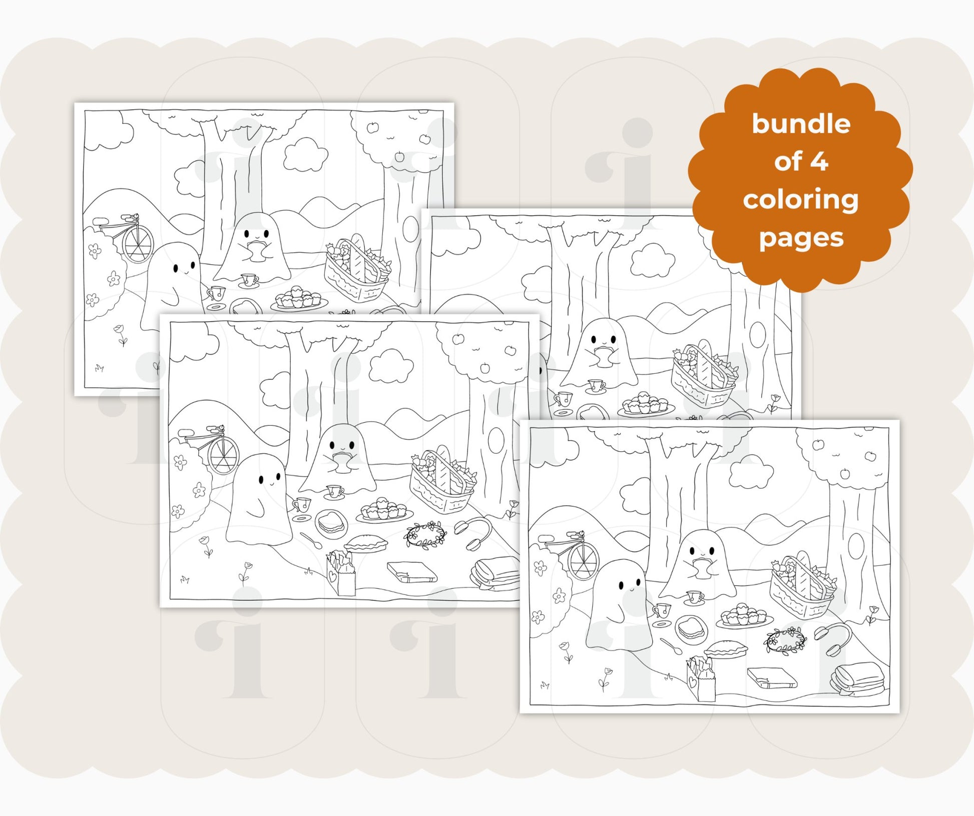 Halloween Coloring Pages Bundle of 4 - Plan with Inès