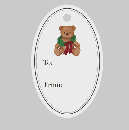 Green Teddy Bear Gift Tags