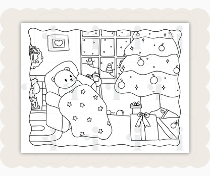 Winter Coloring Page - Waiting for Santa