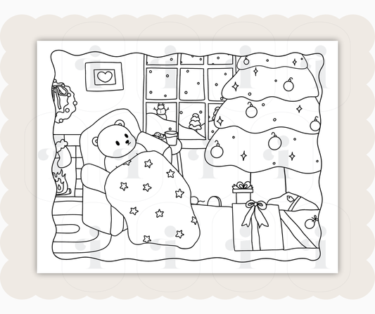 Winter Coloring Page - Waiting for Santa