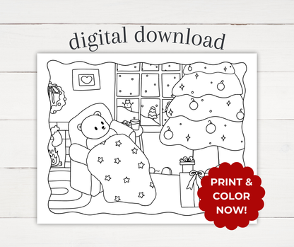 Winter Coloring Page - Waiting for Santa